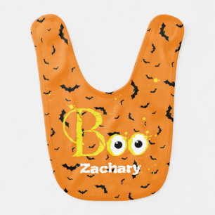 Happy Halloween Boo Bat Baby Bib