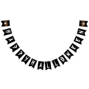 HAPPY HALLOWEEN BOO BLACK AND WHITE BUNTING FLAGS