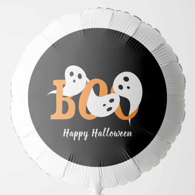 Happy Halloween Boo Ghosts Black Balloon (Front)