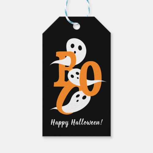 Happy Halloween Boo Ghosts Black Gift Tags