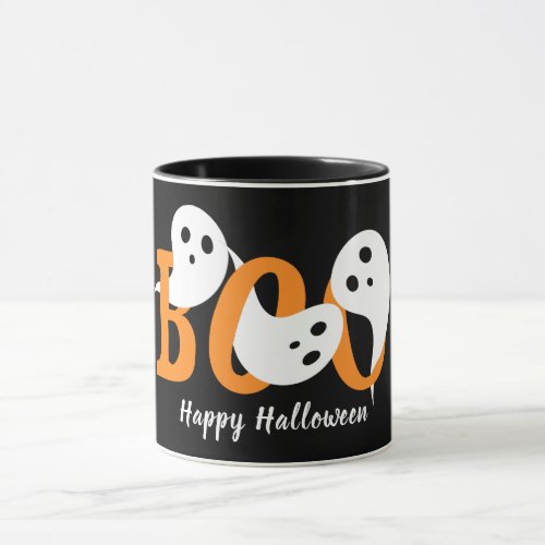 Happy Halloween Boo Ghosts Black Mug