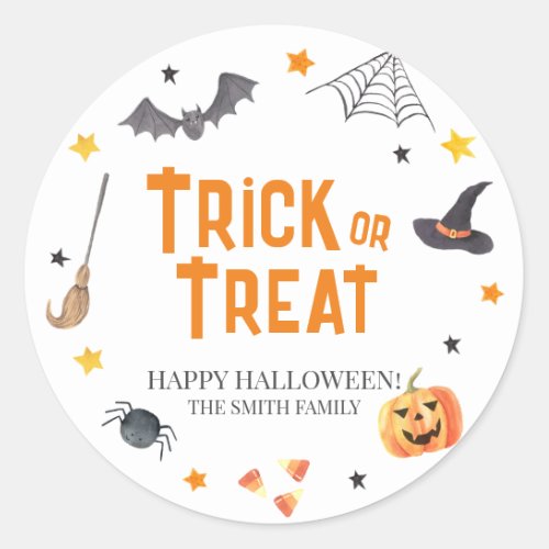 Happy Halloween BOO Trick or Treat Classic Round Sticker