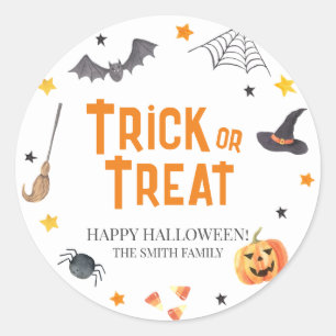 Happy Halloween, BOO, Trick or Treat Classic Round Sticker