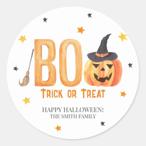Happy Halloween BOO Trick or Treat Classic Round Sticker