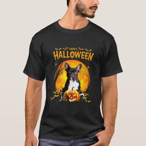 Happy Halloween Boston Dog Pumpkin Costumes T_Shirt