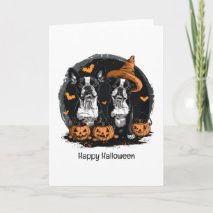 Happy Halloween Boston Terrier Dogs Card