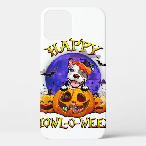 Happy Halloween Boston Terrier With Moon Pumpkin iPhone 12 Case