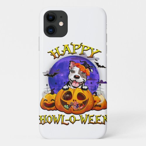 Happy Halloween Boston Terrier With Moon Pumpkin iPhone 11 Case