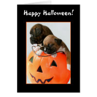 Happy Halloween Boxer puppies Card