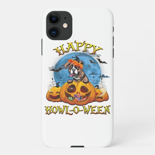 Happy Halloween Boxer With Moon Pumpkin Dog Lover iPhone 11 Case