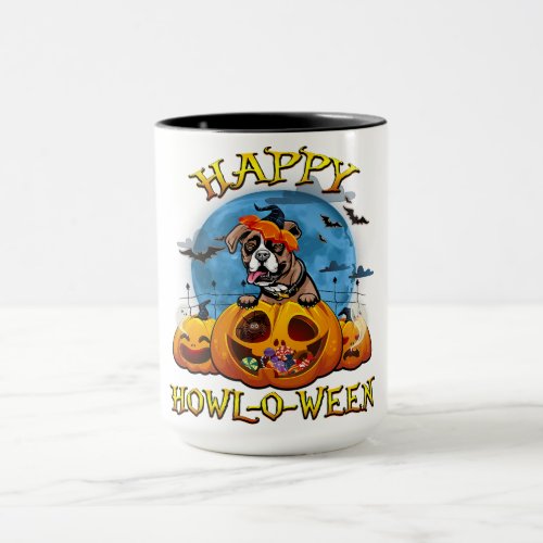 Happy Halloween Boxer With Moon Pumpkin Dog Lover Mug