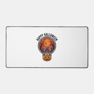 Happy Halloween Bulldog Witch Pumpkin Vintage Shir Desk Mat