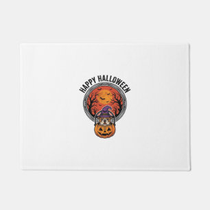 Happy Halloween Bulldog Witch Pumpkin Vintage Shir Doormat
