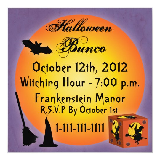 Happy Halloween Bunco Invitation Zazzle Com