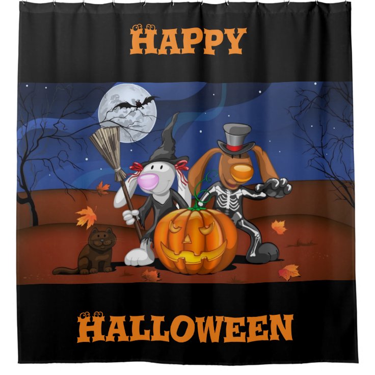 Happy Halloween Bunnies Shower Curtain Zazzle