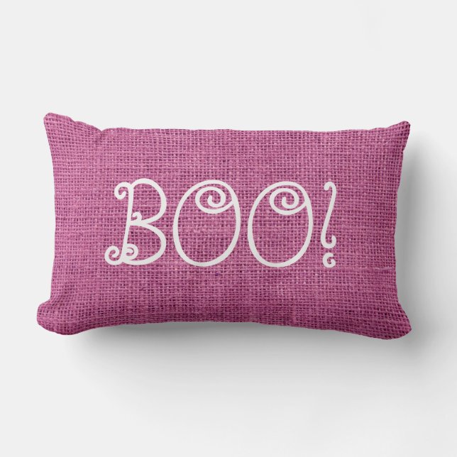 Happy Halloween Burlap Boo! Lumbar Pillow (Front)