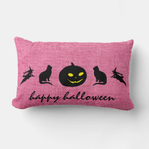 Happy Halloween Burlap Lumbar Pillow