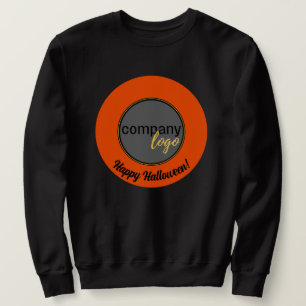 HAPPY HALLOWEEN BUSINESS BRAND LOGO ON ORANGE SWEATSHIRT