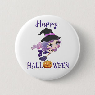 Happy Halloween button Girl Spooky mermaid button