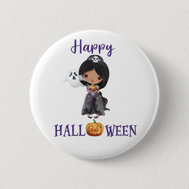 Happy Halloween button Girl Spooky princess button (Front)