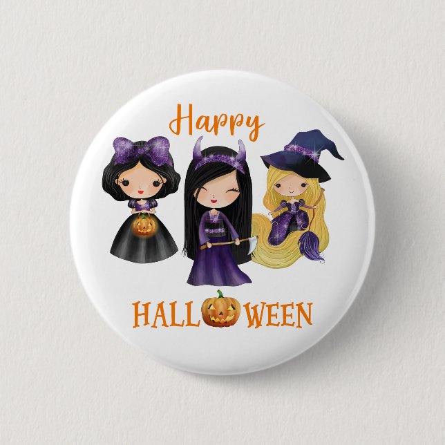 Happy Halloween button Girl Spooky princess button (Front)