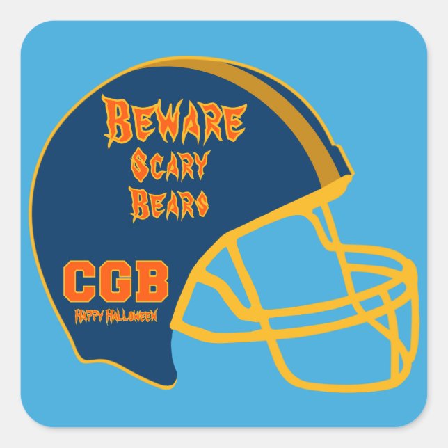 Happy Halloween California Football Helmet Logo Square Sticker (Front)