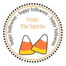Happy Halloween Candy Corn Dot Circle Labels