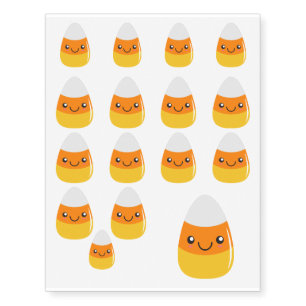 Happy Halloween Candy Corn Emoji Temporary Tattoos