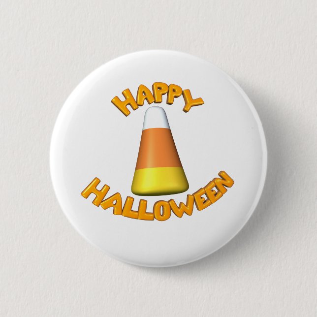 Happy Halloween Candy Corn Pinback Button (Front)