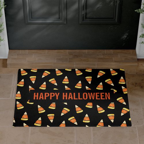 Happy Halloween Candy Corn Print Doormat