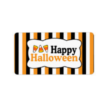 Happy Halloween Candy Corn Stripes Labels