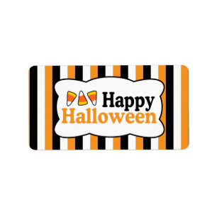Happy Halloween Candy Corn Stripes Labels