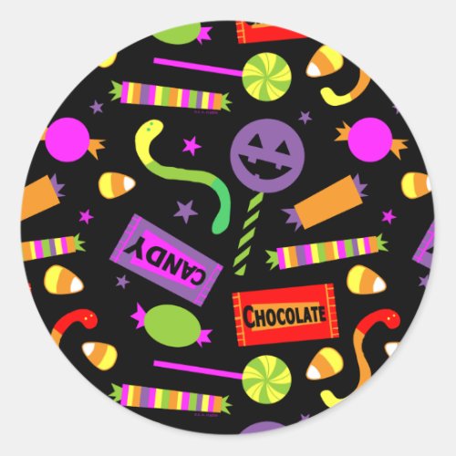 Happy Halloween Candy Pattern Classic Round Sticker