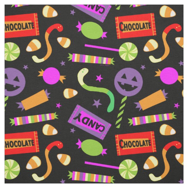 Happy Halloween Candy Pattern Fabric (Swatch)
