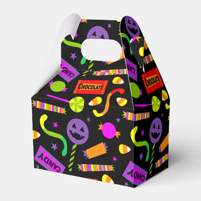 Happy Halloween Candy Pattern Favor Boxes (Front Side)