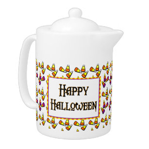 Happy Halloween Candy Pattern Teapot