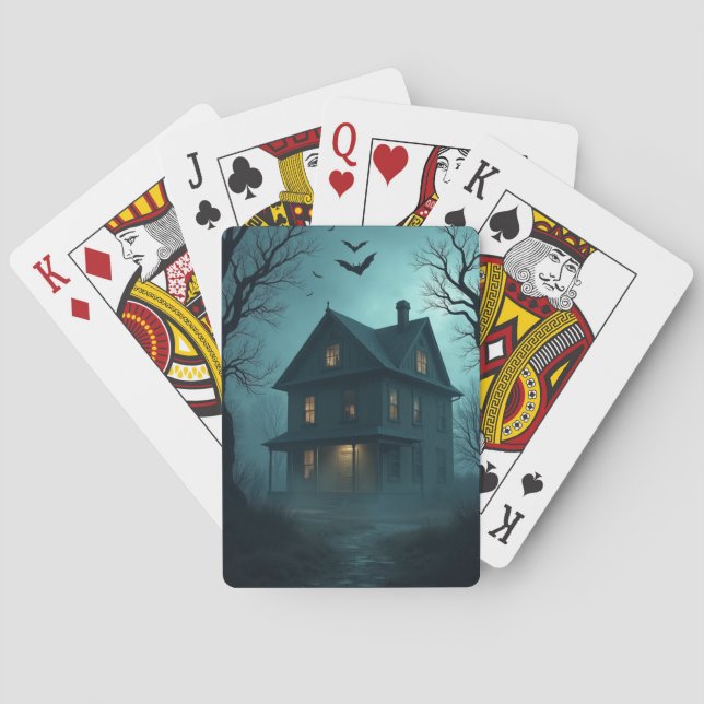 Happy Halloween Card – Haunted House Scene (Back)