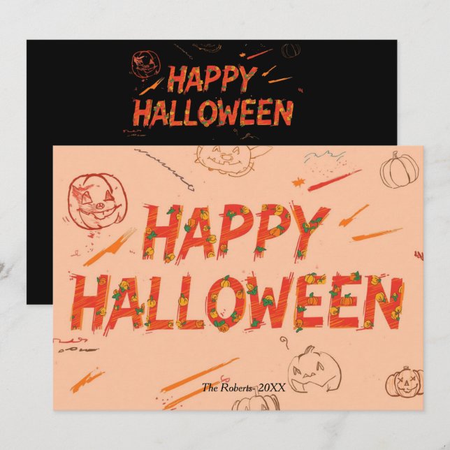 Happy Halloween card , Minimalist Modern halloween (Front/Back)