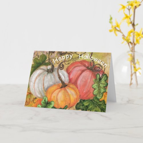 Happy Halloween Card Pumpkins Painting