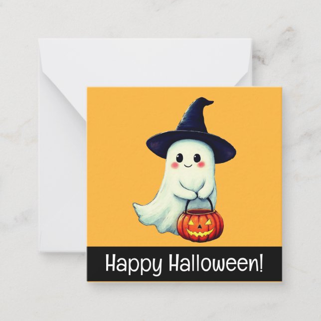 Happy halloween cards, cute, stock up! note card (Front)