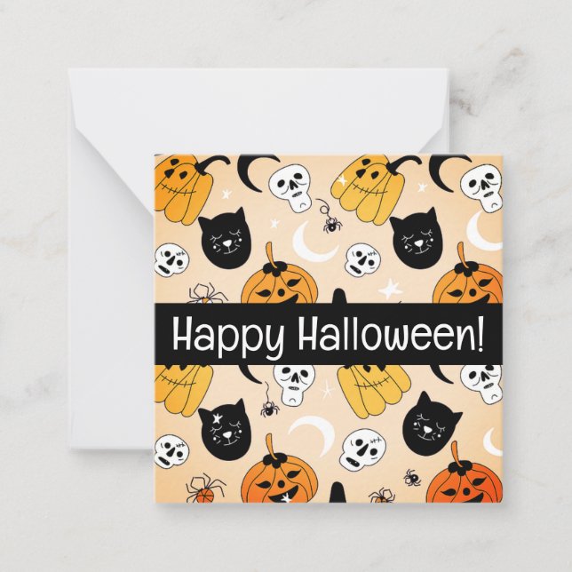 Happy halloween cards, cute, stock up! note card (Front)