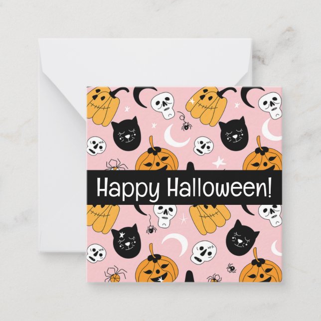 Happy halloween cards, cute, stock up! note card (Front)