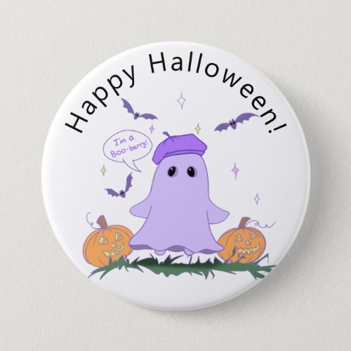 Happy Halloween Cartoon Cute Little Ghost Button