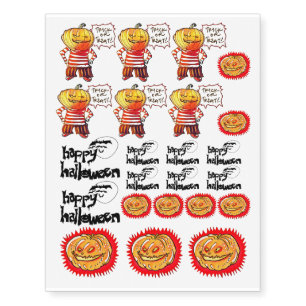 happy halloween cartoon set temporary tattoos