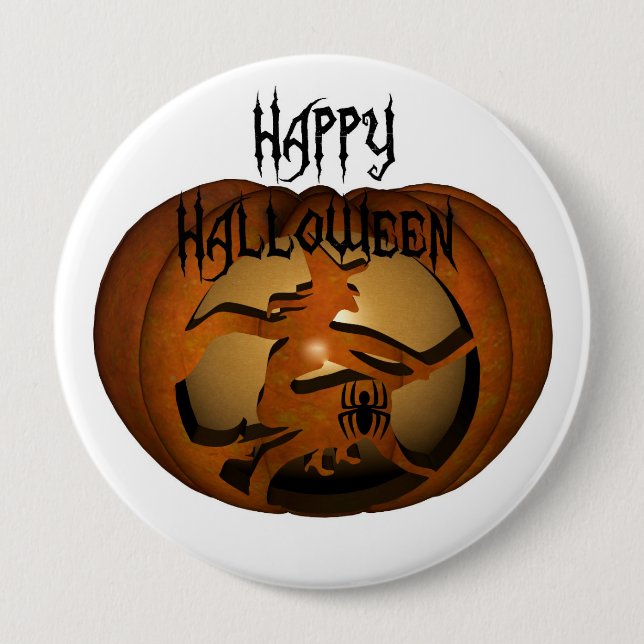 Happy Halloween Carved Pumpkin Button (Front)