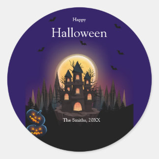 Happy Halloween Castle Classic Round Sticker