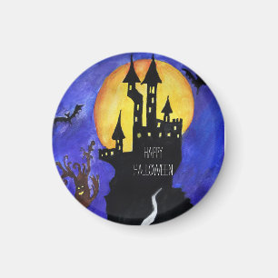 Happy Halloween Castle Small, 3.2 Cm Round Magnet