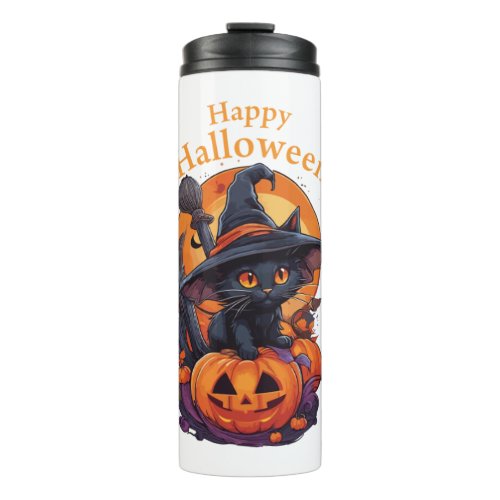 Happy Halloween Cat  1 Thermal Tumbler