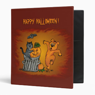 Happy Halloween! Cat Bat Dog and Spider 3 Ring Binder