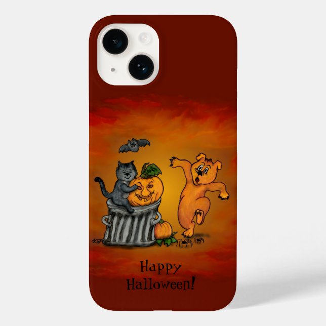 Happy Halloween! Cat Bat Dog and Spider Case-Mate iPhone Case (Back)